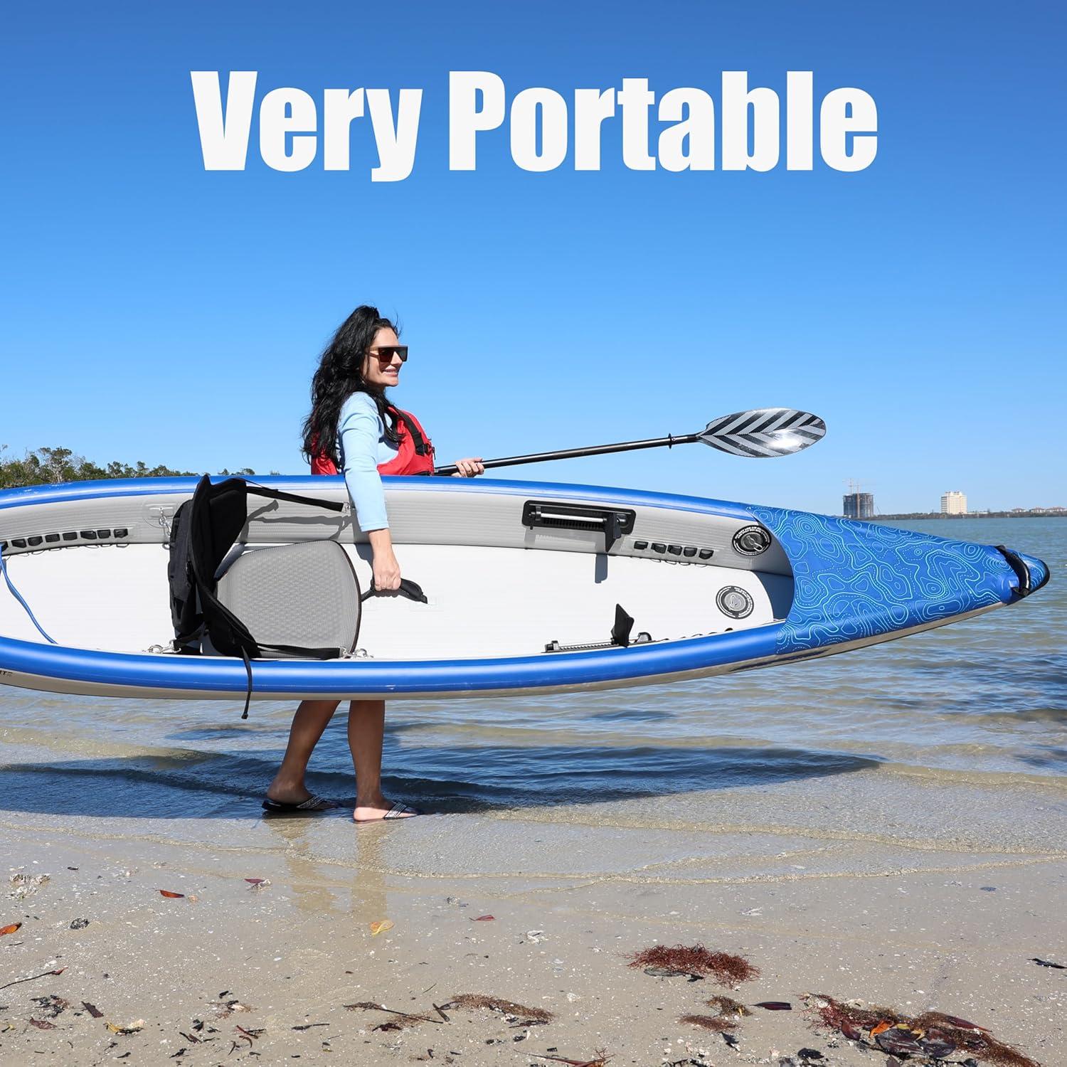 Sea Eagle RazorLite Inflatable Kayak - Lightweight, Drop Stitch, High Speed Inflatable Kayak for Touring - Solo or Tandem - w/Tall Back Seat(s), Paddle(s), Backpack, Skeg & Pump - Pro Package