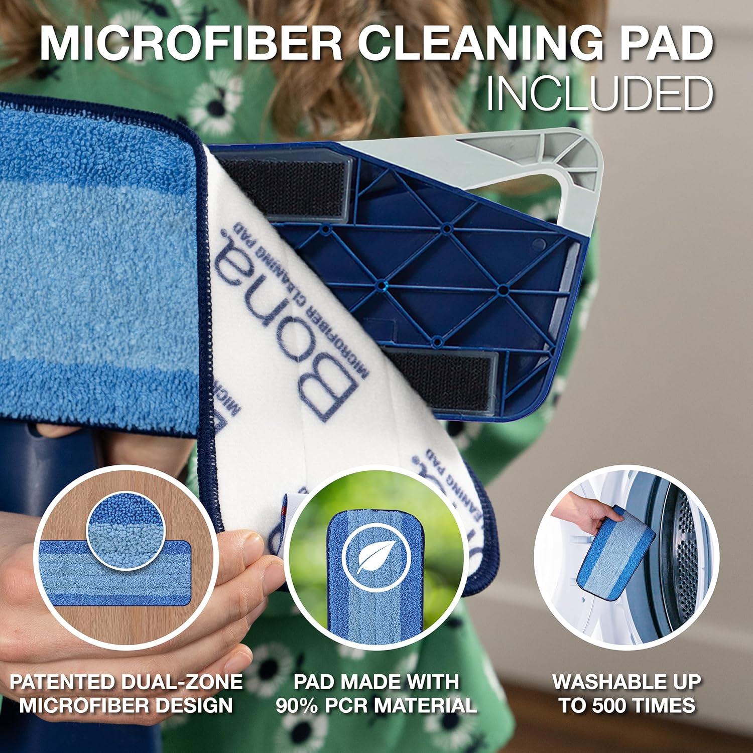 Bona Floor Mop Starter Kit - 2-in-1 Wet + Dry Floor Sweeping + Mopping - 1 Mop, 1 Reusable Sweeping Pad, 1 Reusable Mopping Pad