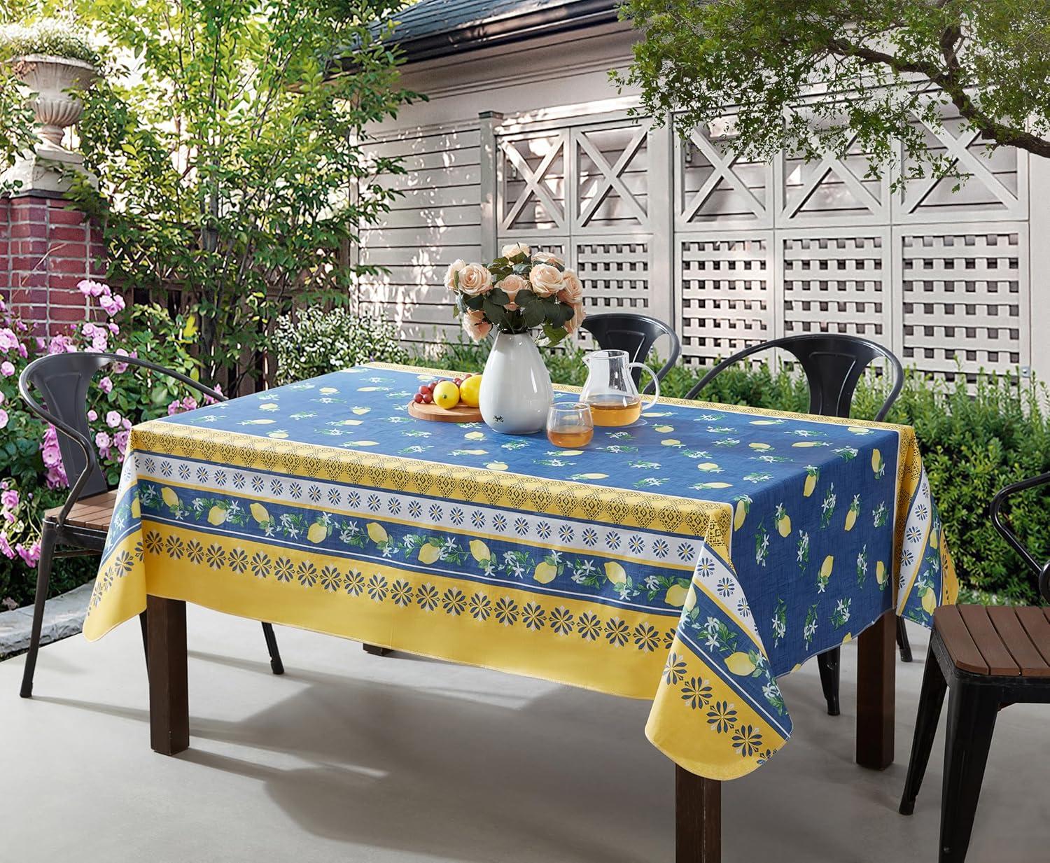 Home Bargains Plus French Country Lemon Grove 52 x 70 Inch Rectangle Vinyl Tablecloth with Flannel Backing