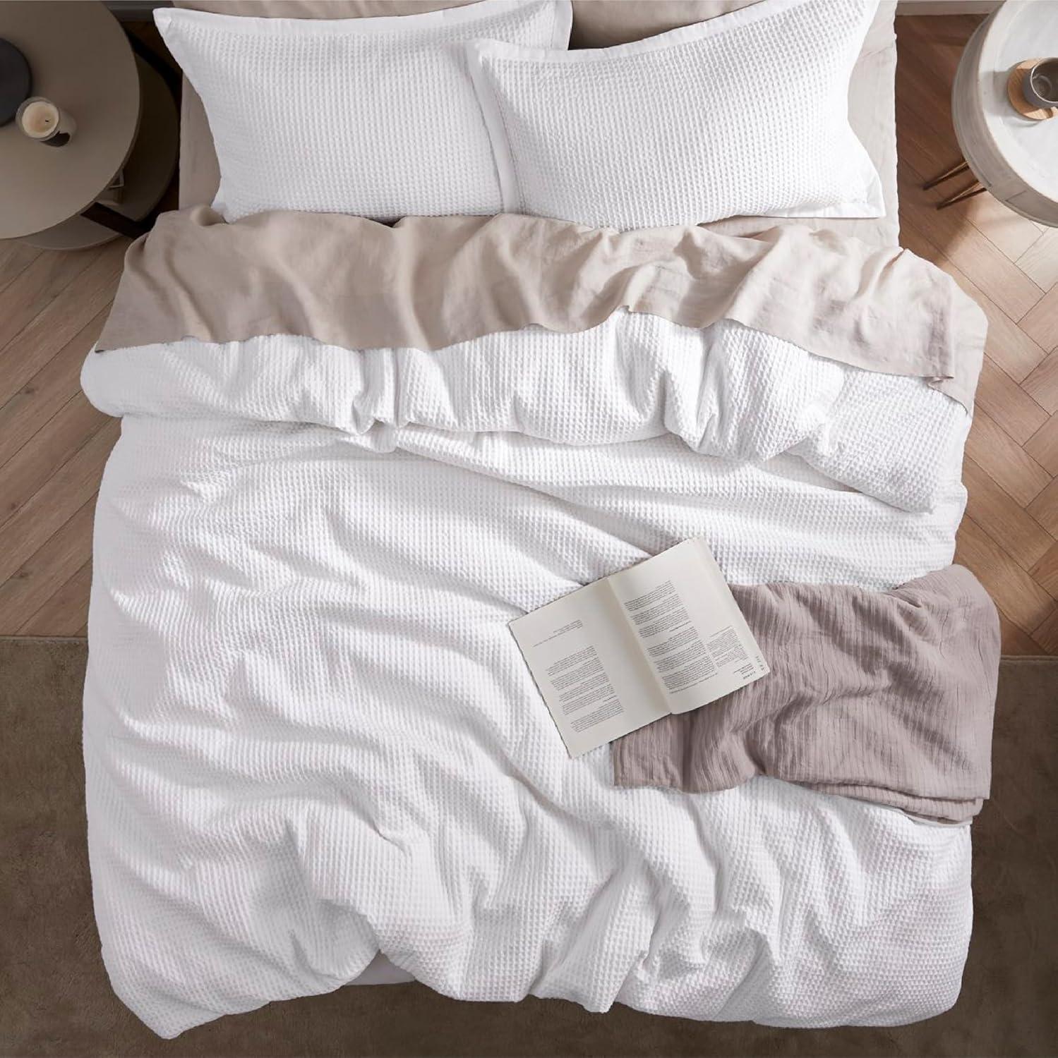 Bedsure Bedsure Cotton Duvet Cover Set - 100% Cotton Waffle Weave Coconut Duvet Cover