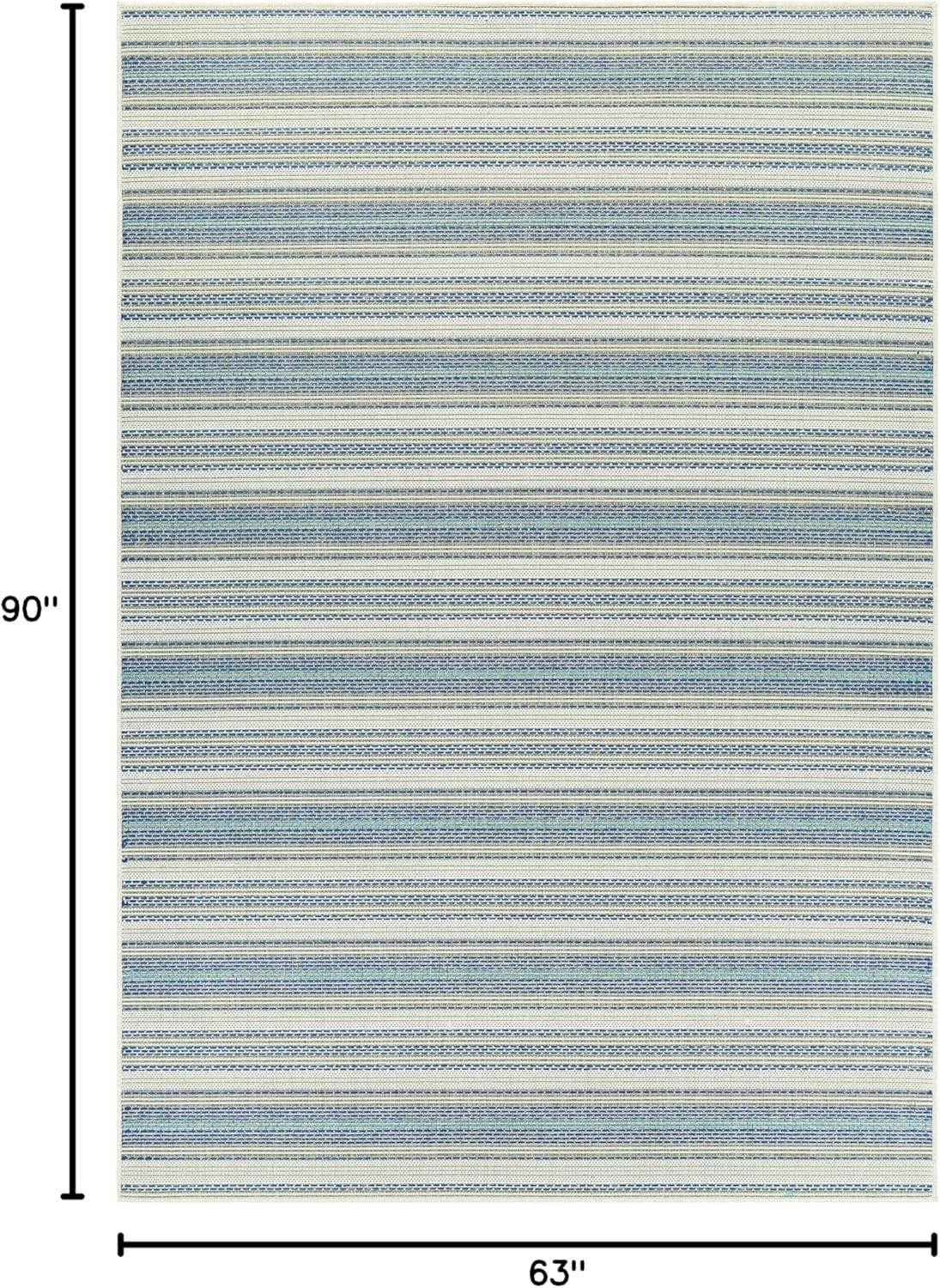 Couristan Monaco Marbella Indoor / Outdoor Area Rug, Ivory-Sand-Azure Blue, 5'3" x 7'6"