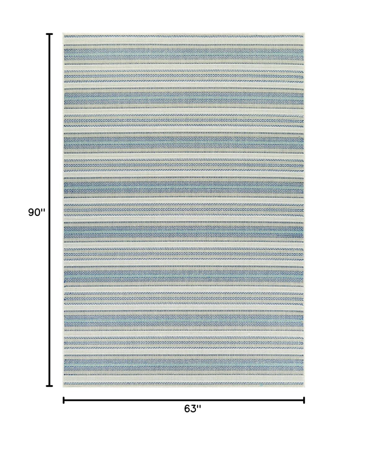 Couristan Monaco Marbella Indoor / Outdoor Area Rug, Ivory-Sand-Azure Blue, 5'3" x 7'6"
