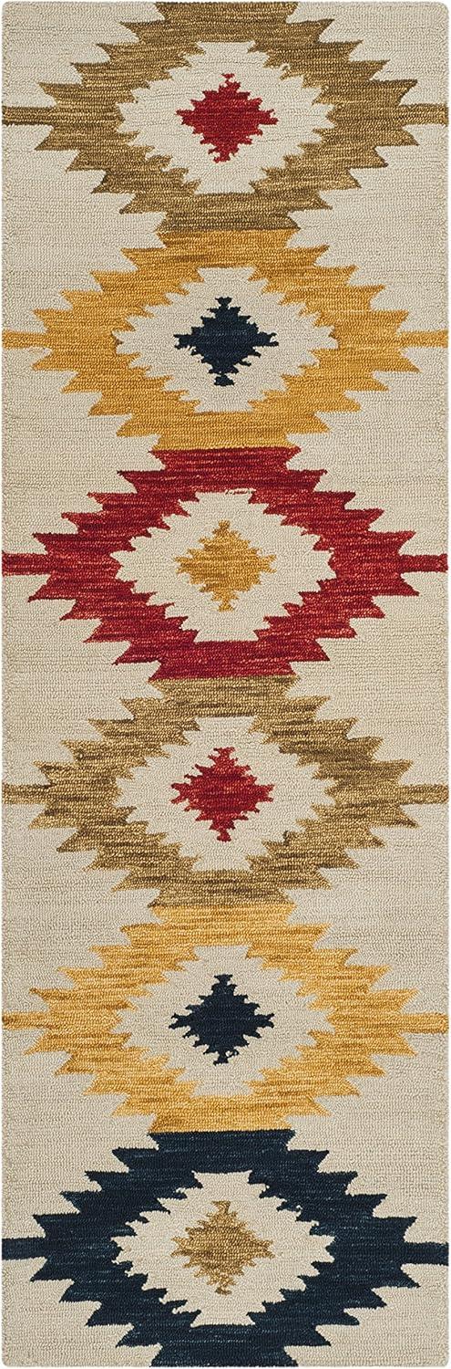 SAFAVIEH Aspen Mladen Southwestern Wool Runner Rug, Ivory/Multi, 2'3" x 7'