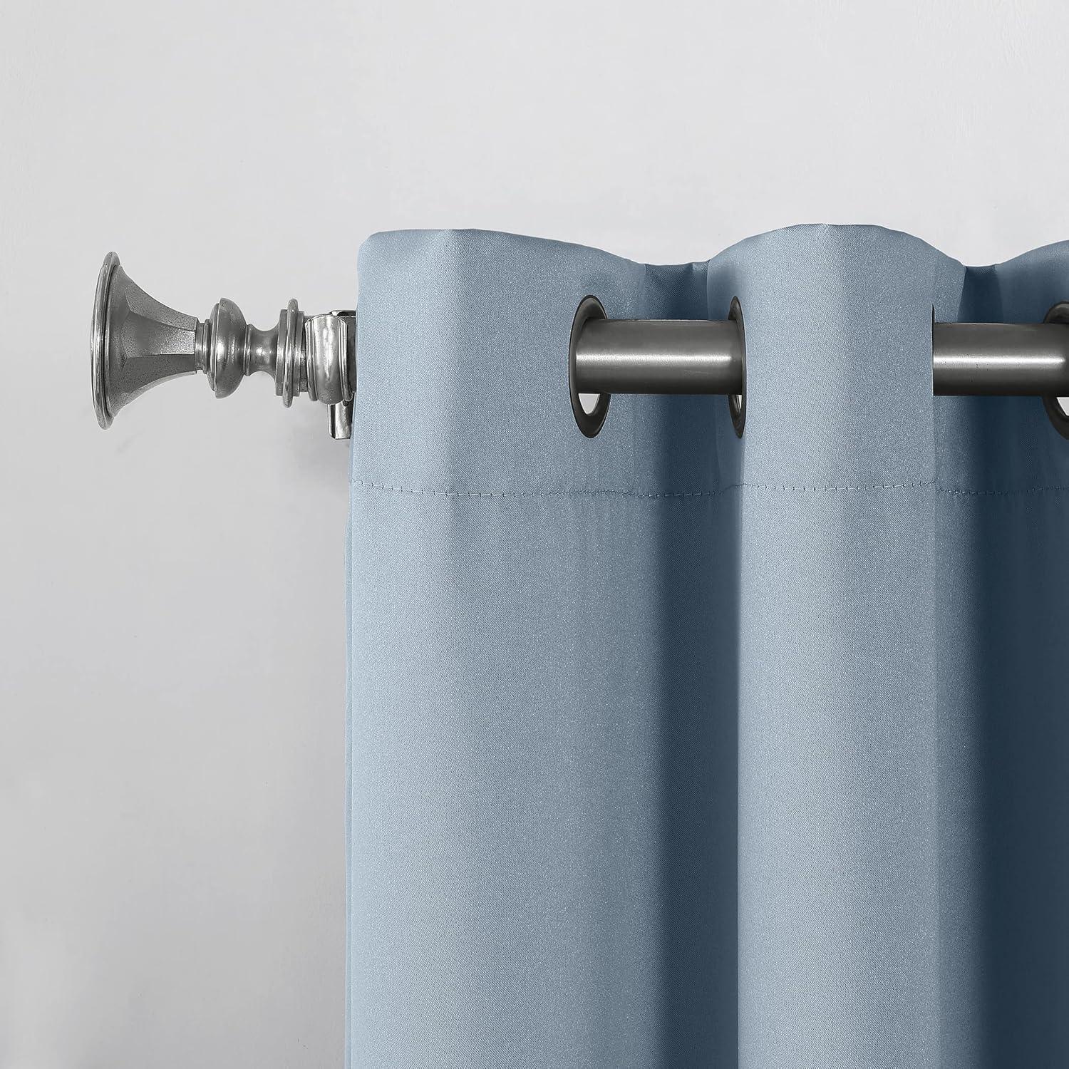 54"x63" Sun Zero Room Darkening Seymour Grommet Curtain Panel Vintage Blue: Modern Thermal Insulated, Noise Reduction