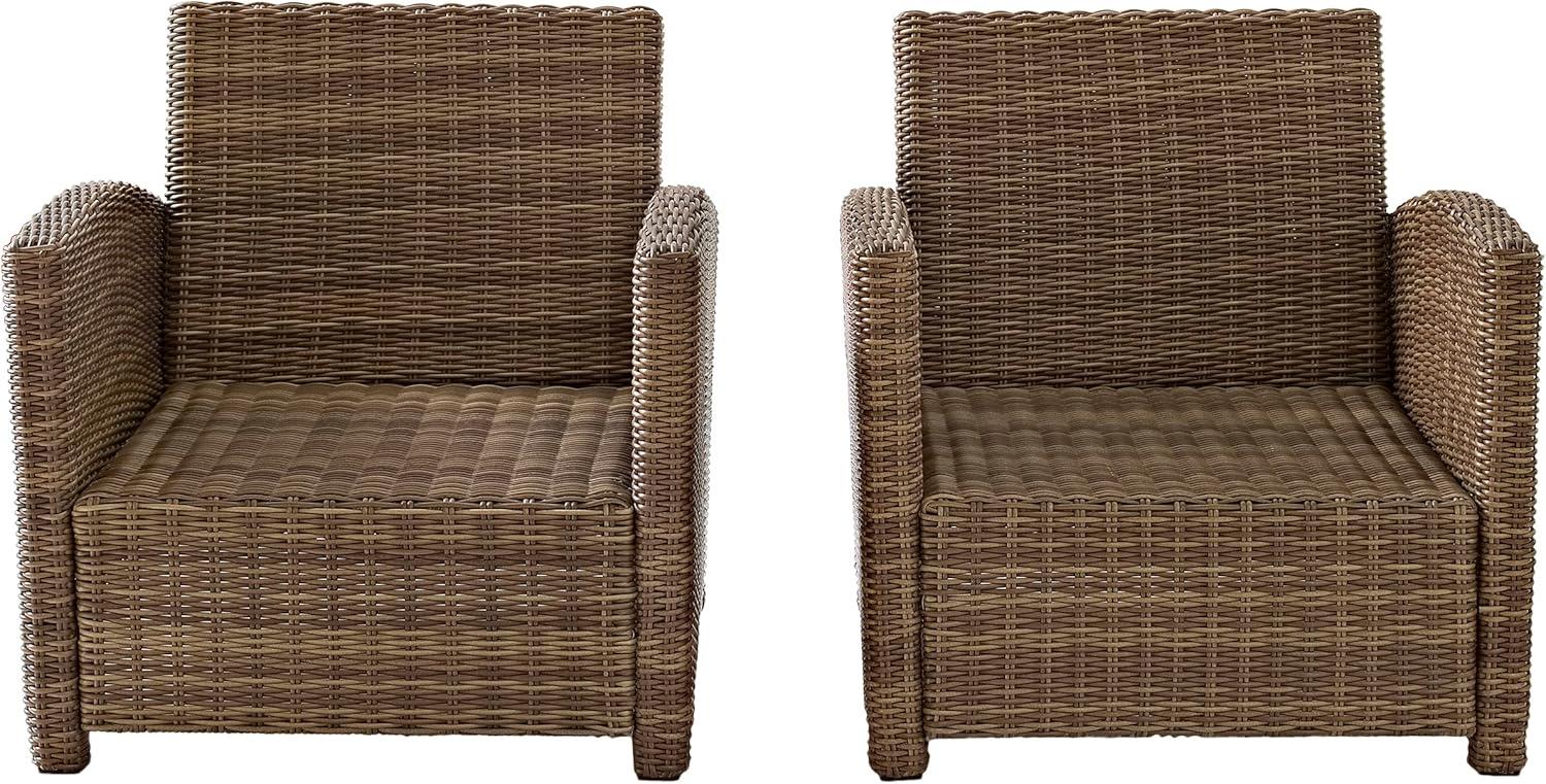 Bradenton 3pc Outdoor Wicker Arm Chairs with Side Table: Steel Frame, UV-Resistant - Crosley