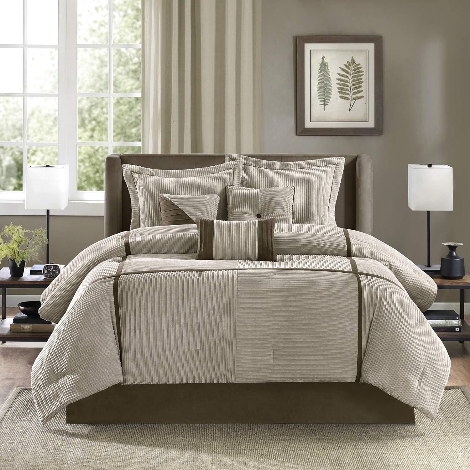 7 Piece Micro Corduroy Comforter Set