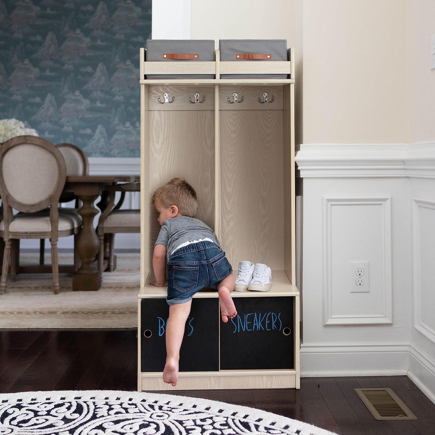 Premium Ivory Wooden Kids' Cubby with Storage Bins