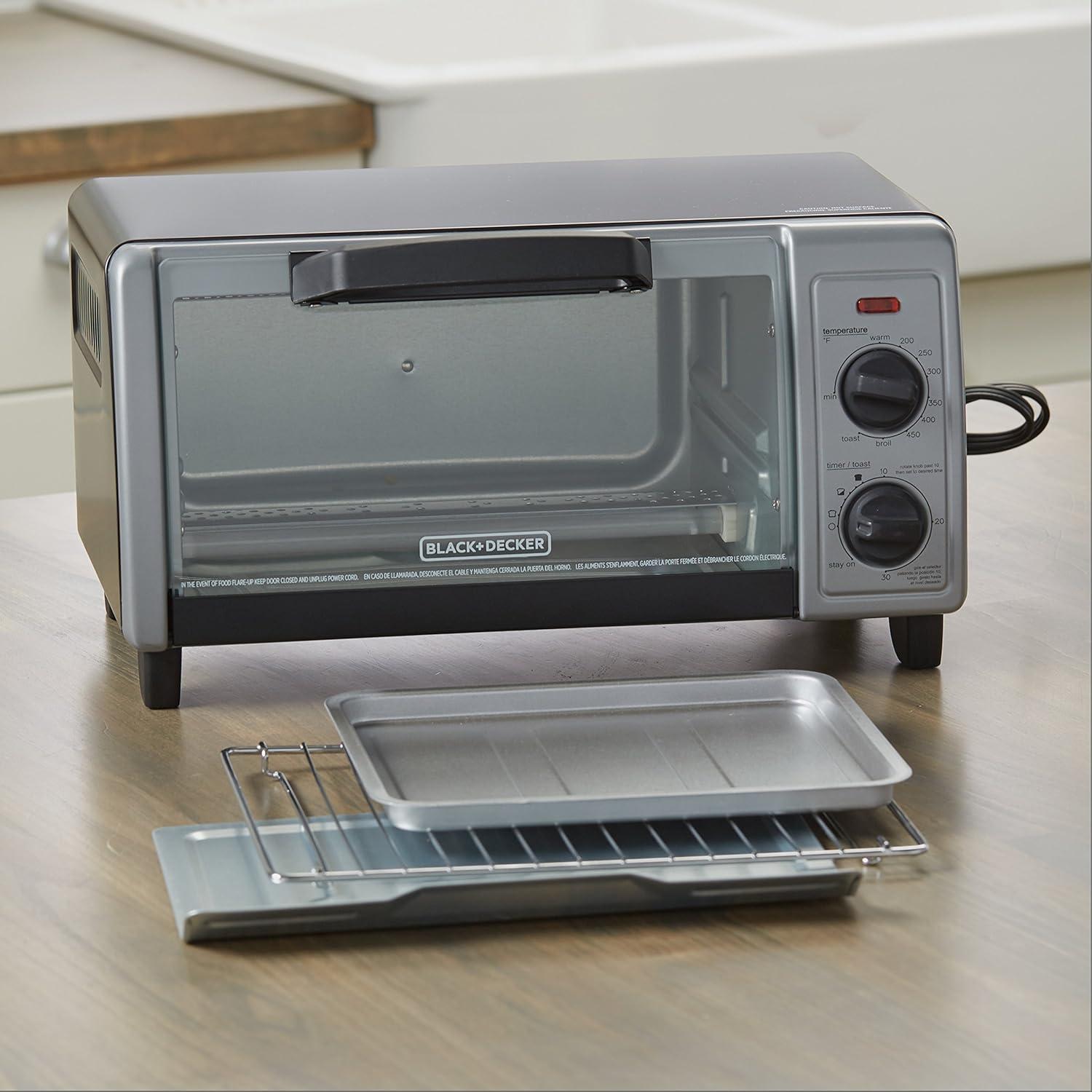 BLACK+DECKER 4-Slice Toaster Oven, Stainless Steel, TO1705SB