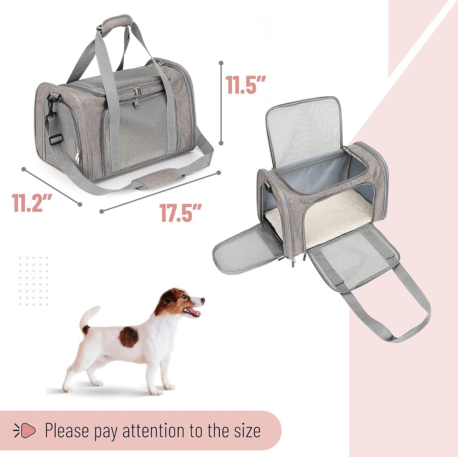 Gray Soft-Sided Pet Carrier with Mesh Windows