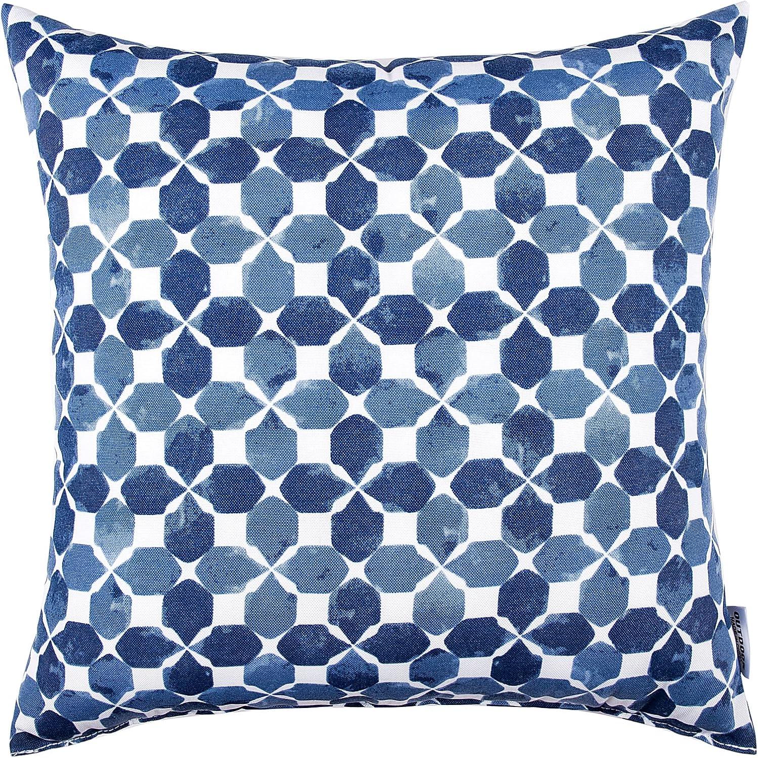 Blue Geometric Pattern Square Outdoor Cushion Set