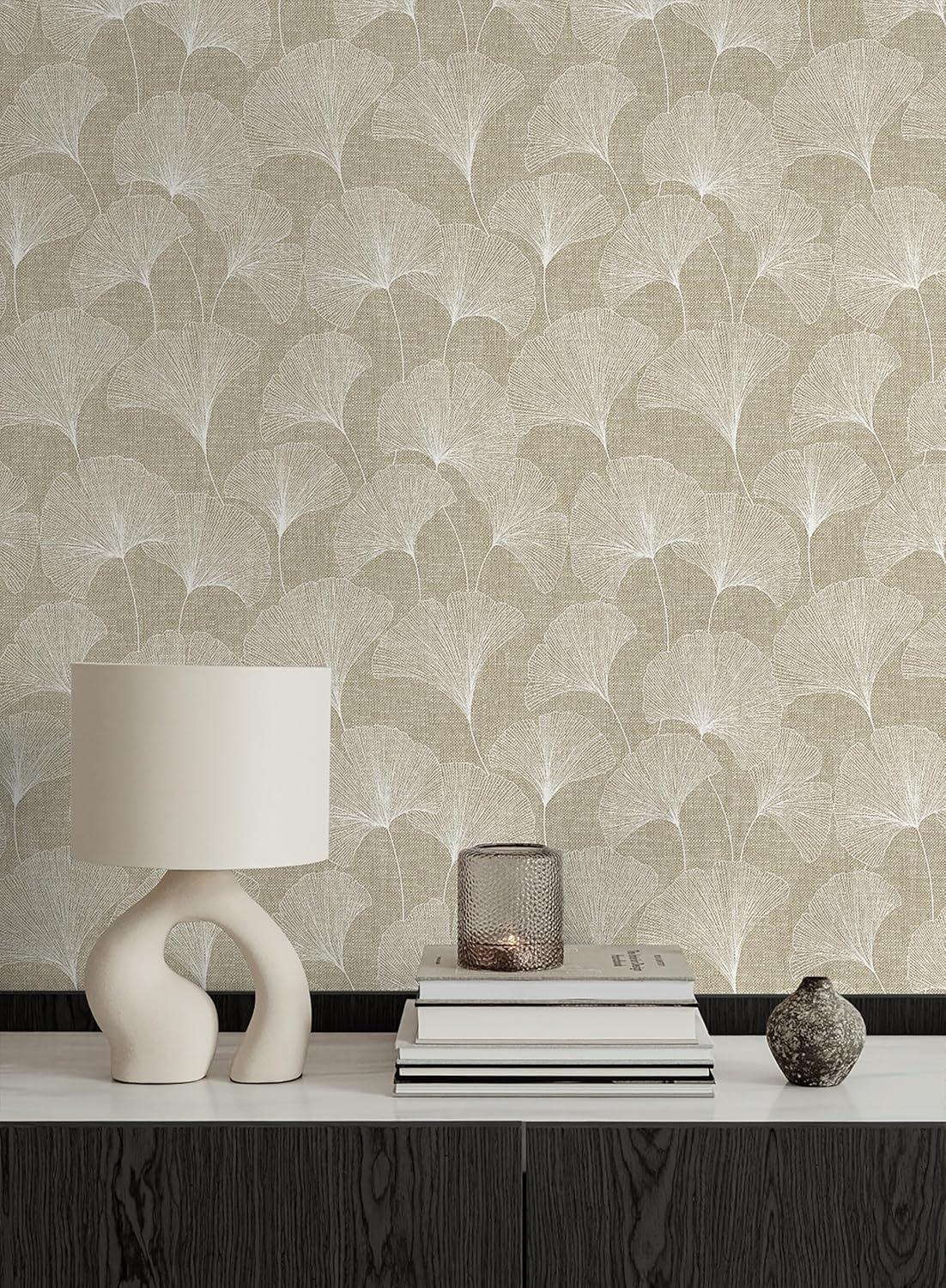 Surface Style - Peel and Stick Wallpaper, Botanical Wallpaper for Bedroom, Powder Room, Kitchen, Self Adhesive, Vinyl, 30.75 Sq Ft Coverage (Clover Lane Collection, Smoke)