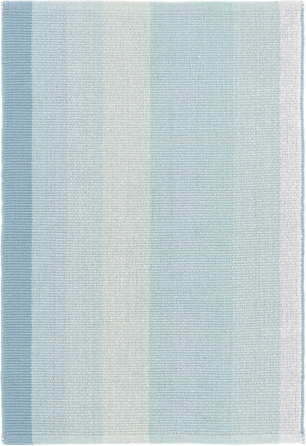 Coastal Chic Sky Blue Stripe Handwoven Cotton & Wool Rug, 2' x 3'