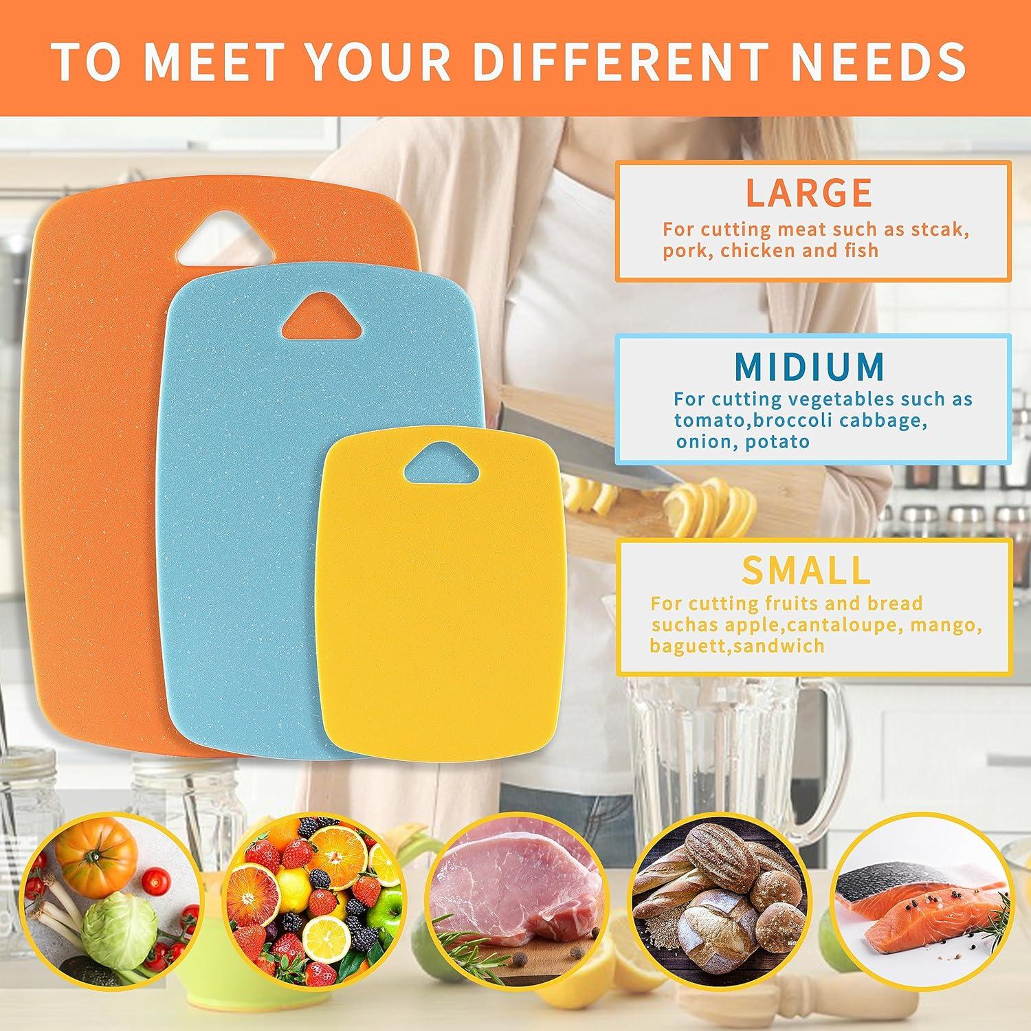 Multicolor Plastic Cutting Board Set with Easy Grip Handles