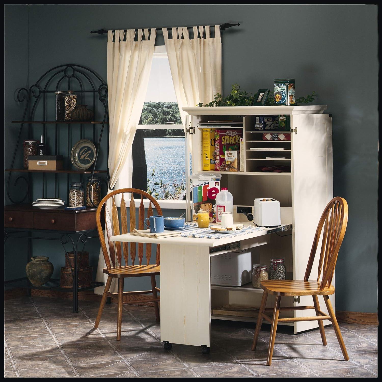 Sauder Harbor View Craft Armoire, Antiqued White