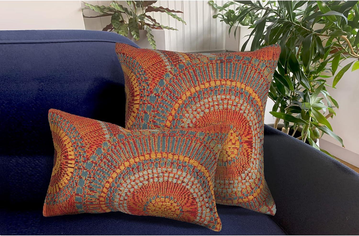 Saffron Multicolor Abstract Circles Indoor/Outdoor Pillow 18"