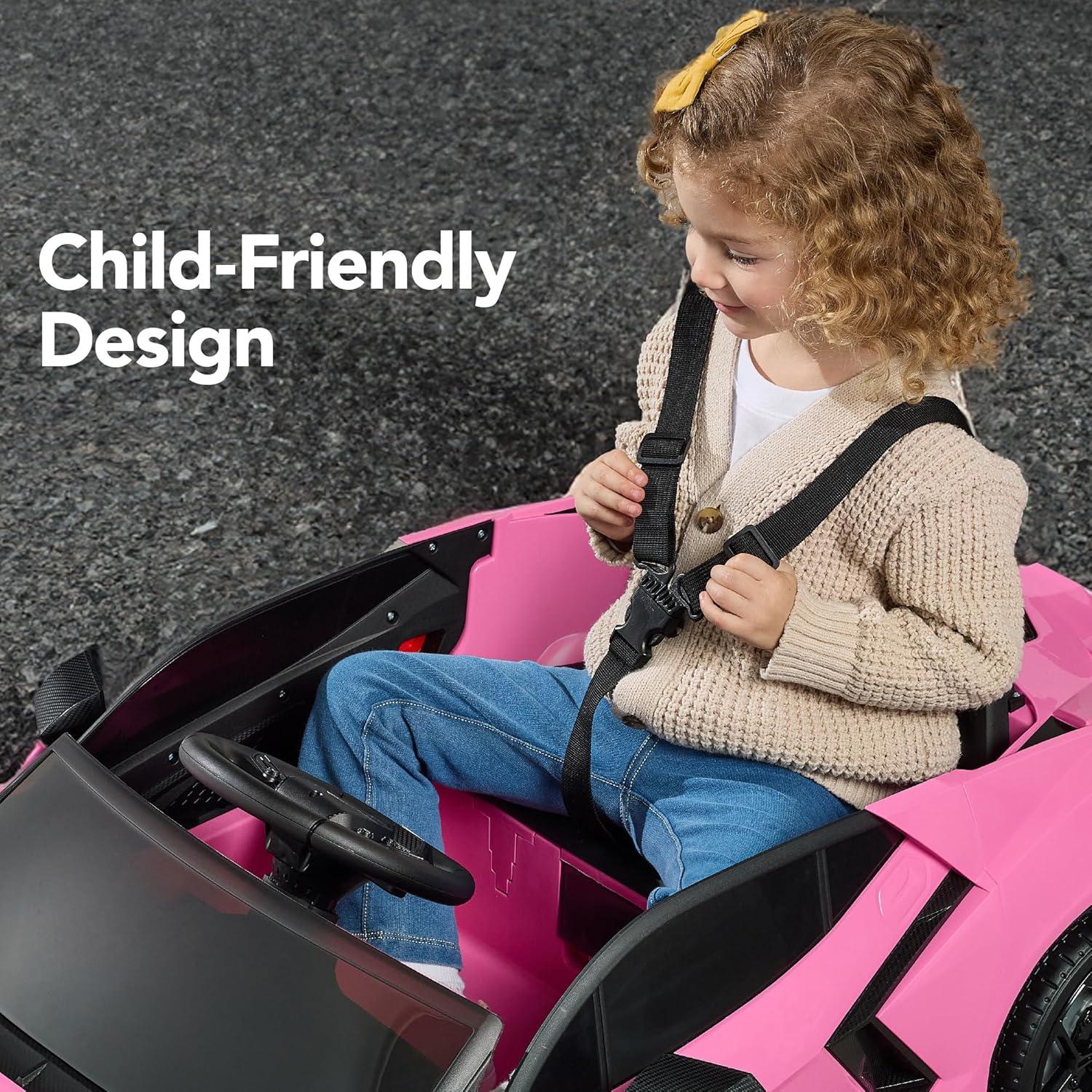 Best Choice Products Kids 12V Ride-On Car Officially Licensed Lamborghini Revuelto w/ Remote, LED Lights - Pink