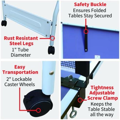 Blue Foldable MDF Table Tennis Set with Net, Paddles, and Balls