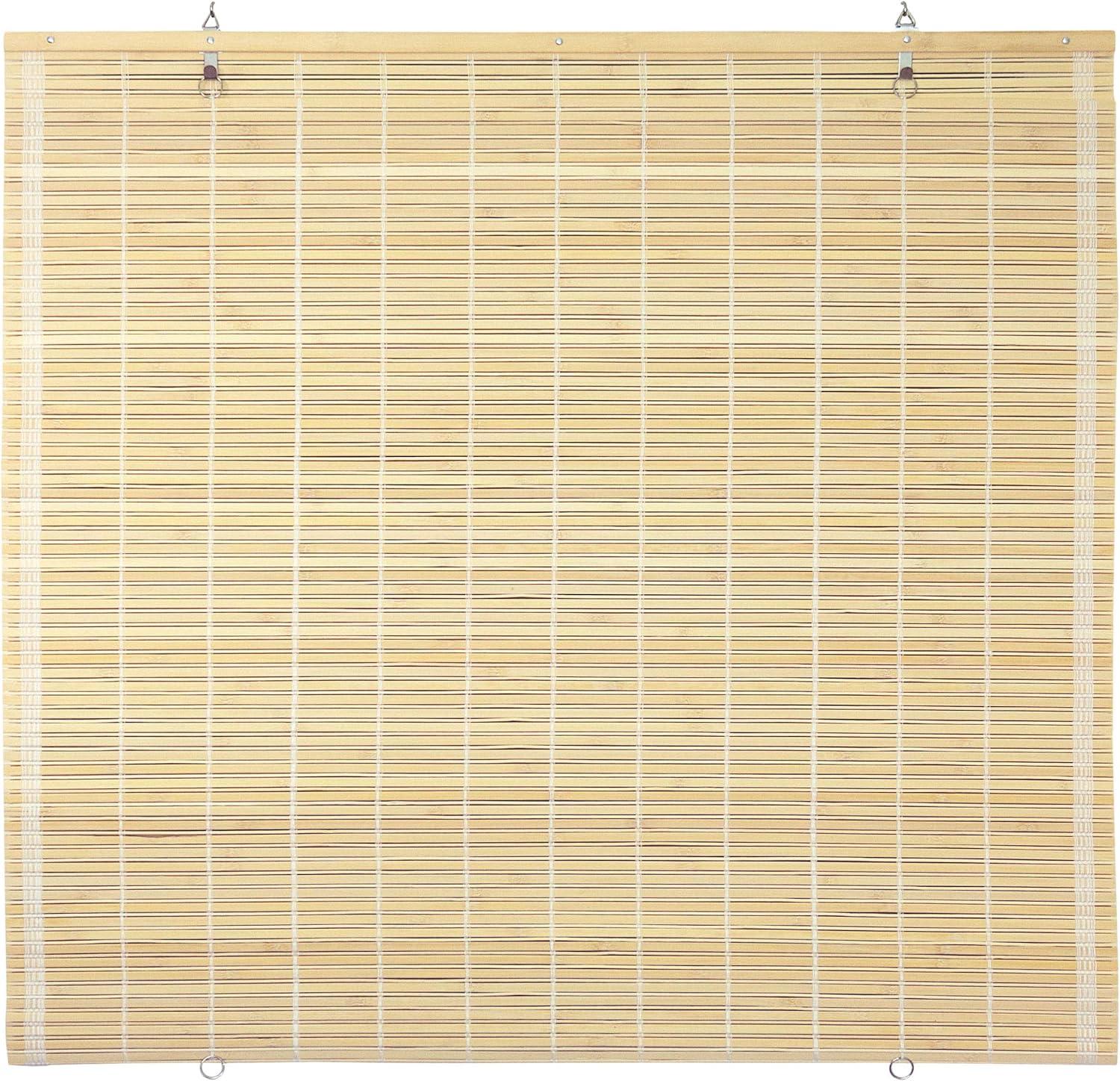 Oriental Furniture Cordless Light Filtering Bamboo Roman Window Shades, Beige, 2" x 24"