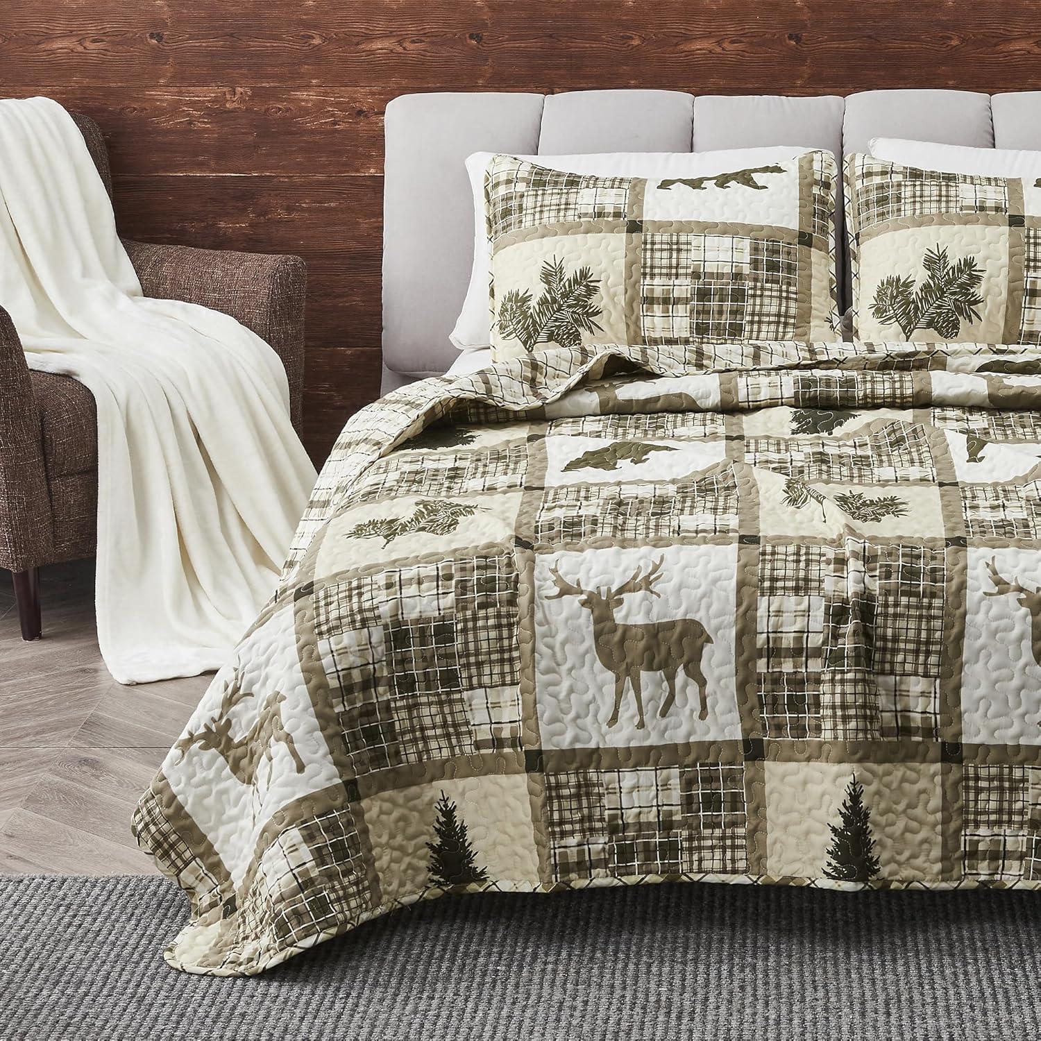 Twin Stonehurst Rustic Lodge Patchwork Quilt Set with Shams