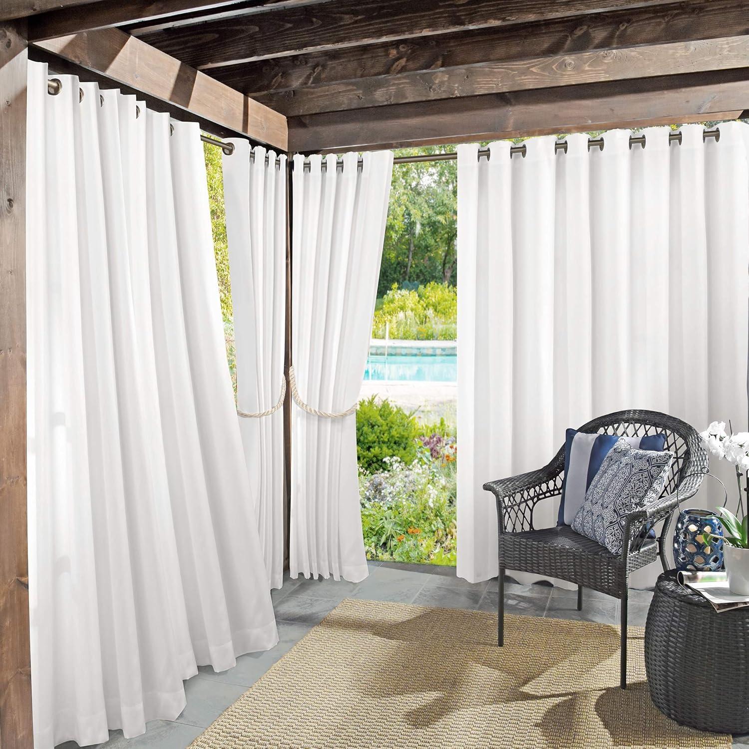 54"x84" Sun Zero Room Darkening Sailor UV Protectant Grommet Indoor/Outdoor Curtain Panel White: Patio Door Curtains