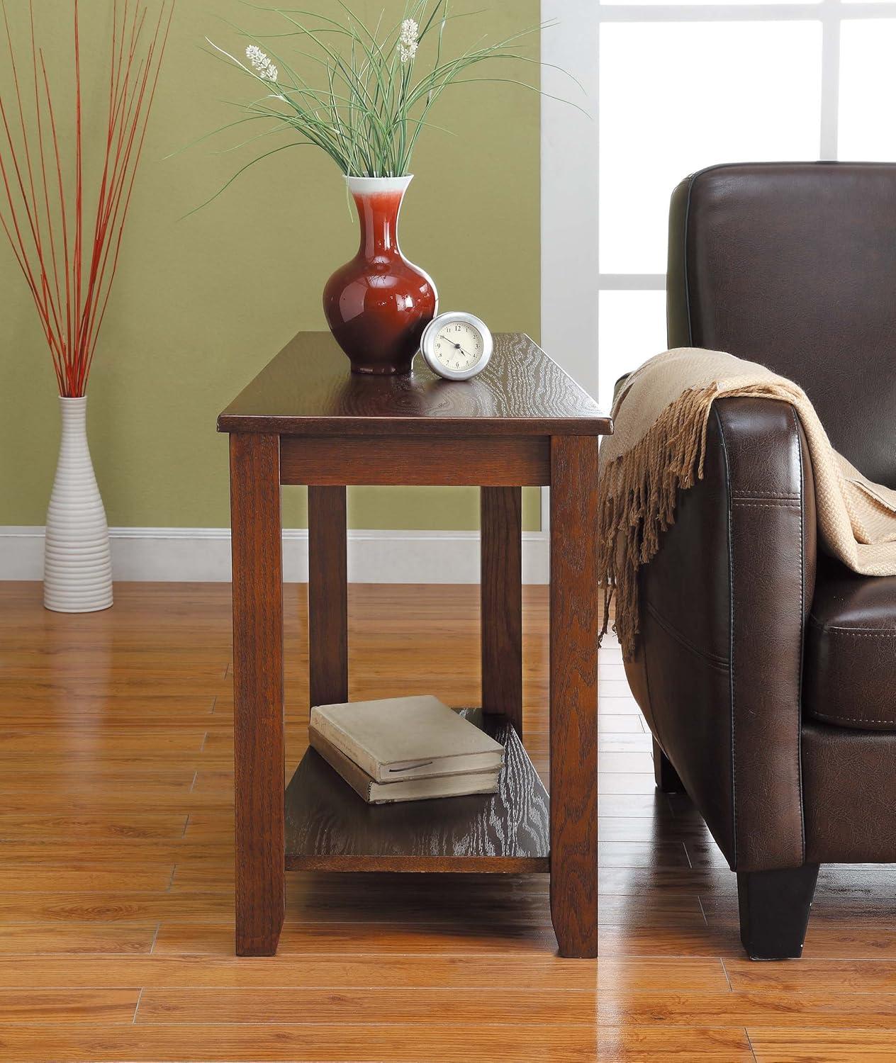 Elwell Wedge Espresso 24" Chairside Table in Transitional Brown Wood