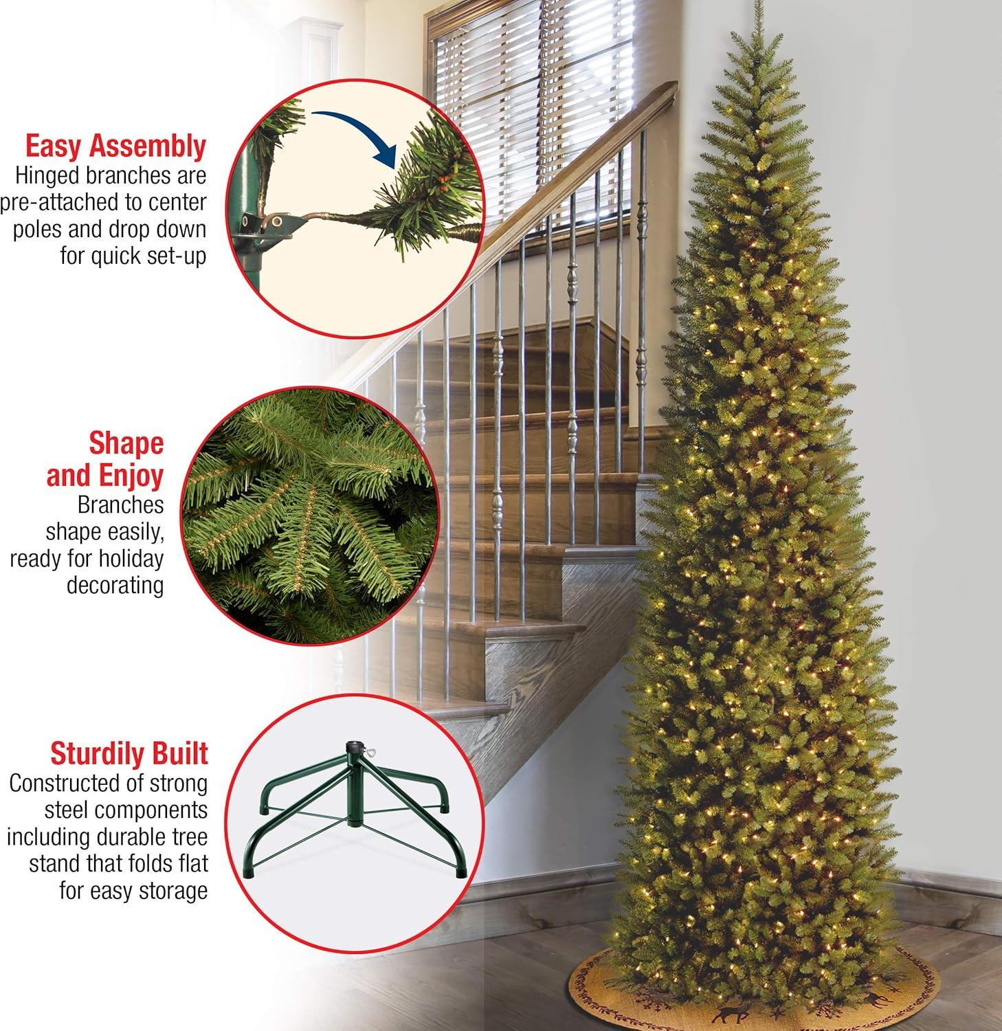 Pencil Slim Kingswood Fir Artificial Christmas Tree Clear Lights - National Tree Company