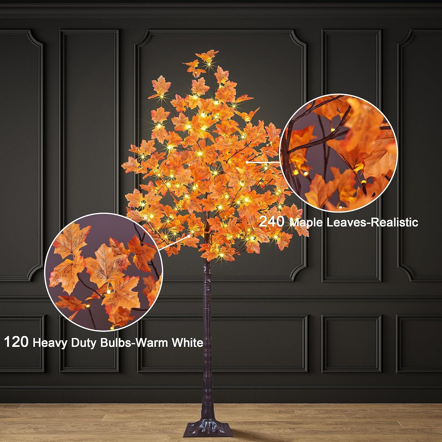 Lightshare 6 Feet Pre-Lit Maple Tree, 120 Warm White Lights