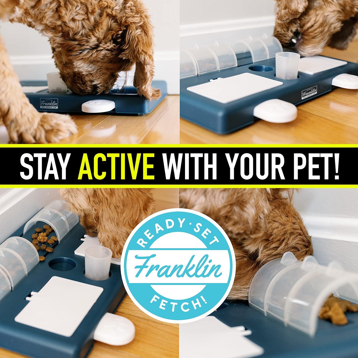 Franklin Pet Supply Interactive Dog Toy + Puzzle Feeder - Dog Food + Treat Puzzle Game Set for Small, Medium + Large Dogs - Enrichment Training Toy + Slow Feeder for All Dogs