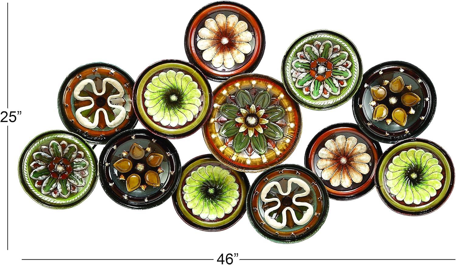 DecMode Multi Colored Metal Plate Wall Decor with Spanish Designs