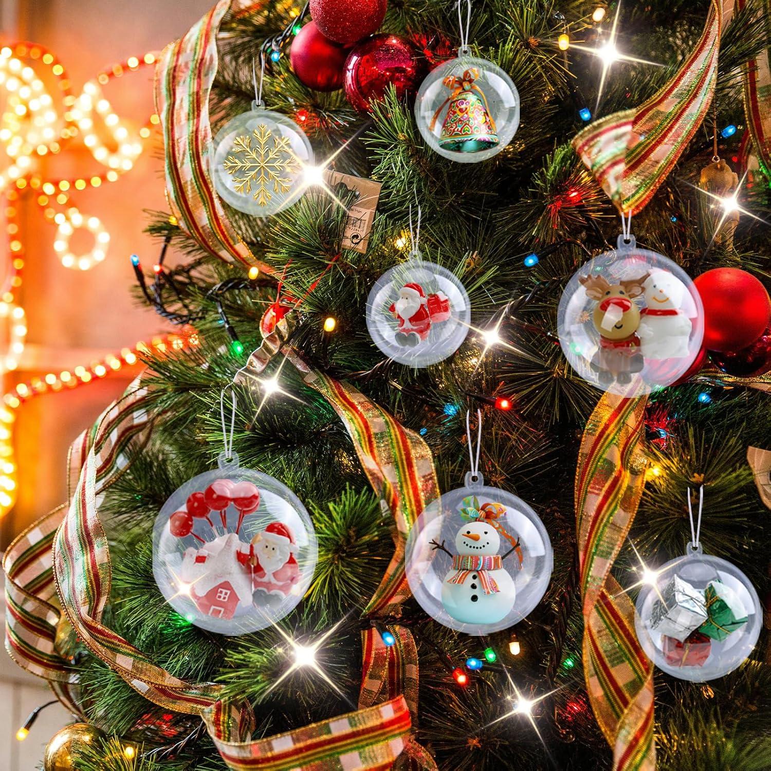 12 Pack Clear Plastic Fillable Ornament Ball 3.15''/80mm for Christmas,Holiday, Wedding,Party,Home Decor