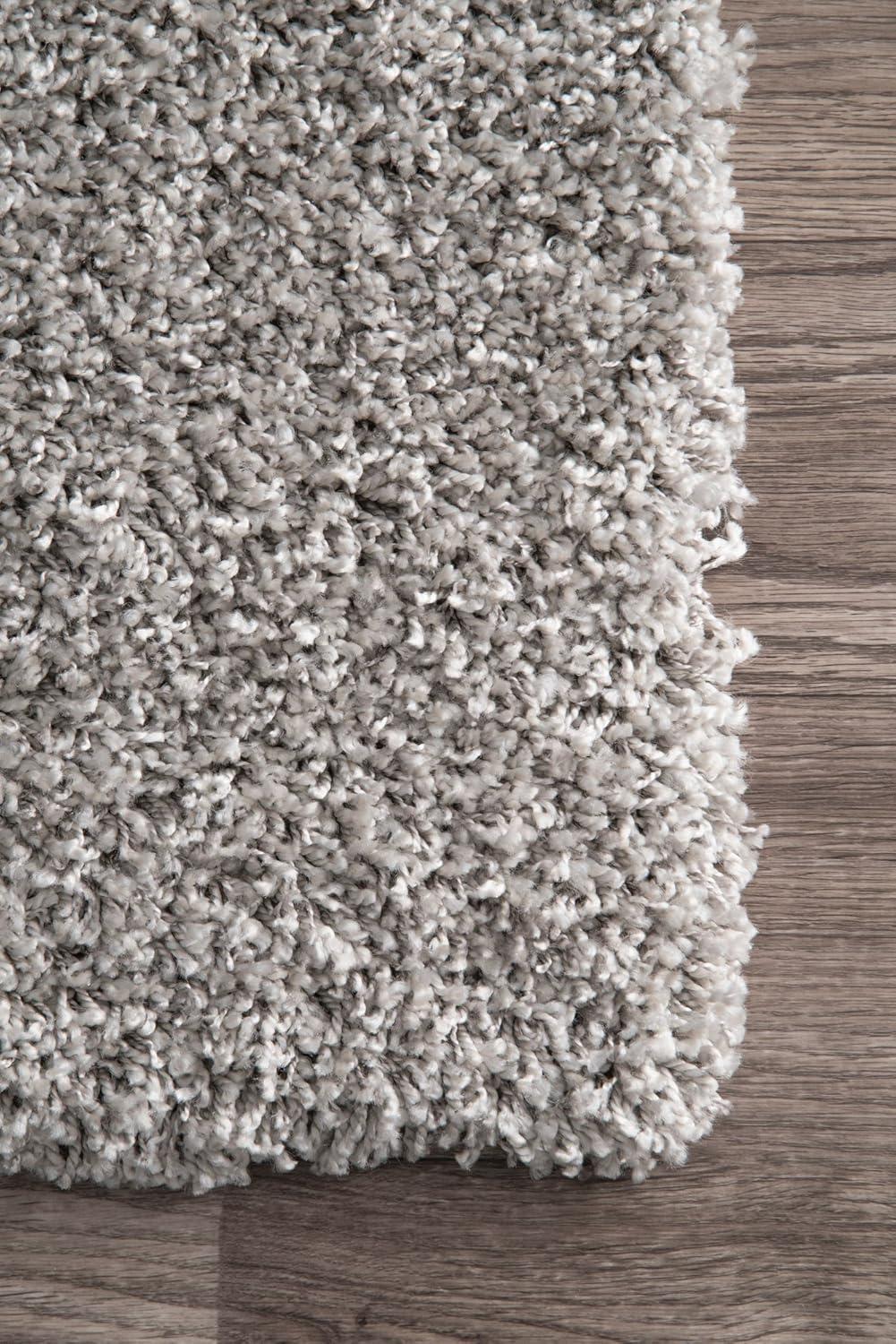 Luxurious Silver Shag Rectangular Area Rug - Synthetic, Easy Care