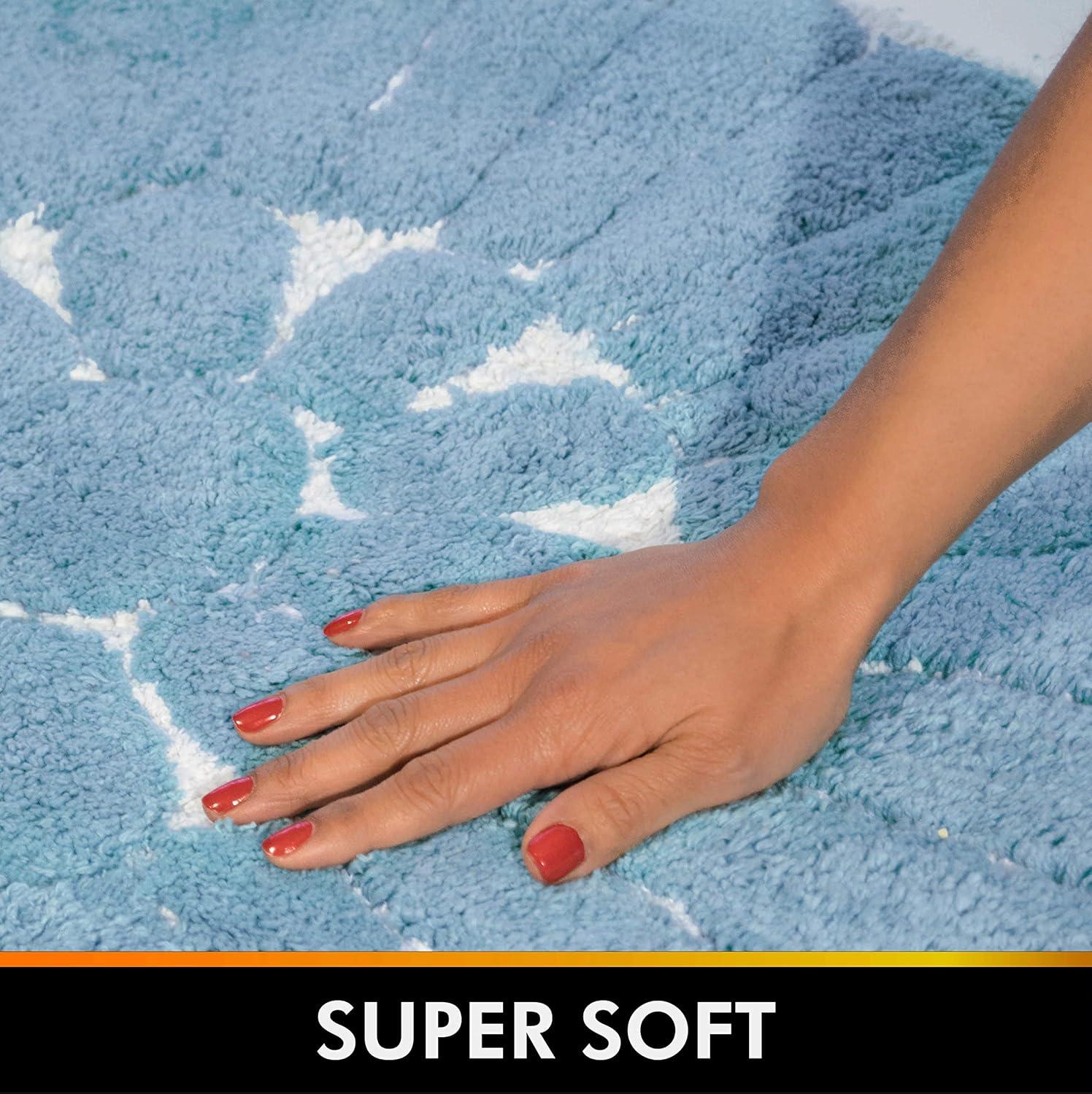 2pc Bursting Flower Bath Rug Set Light Blue - Chesapeake Merchandising: Cotton Tufted, Machine Washable, Non-Slip Backing