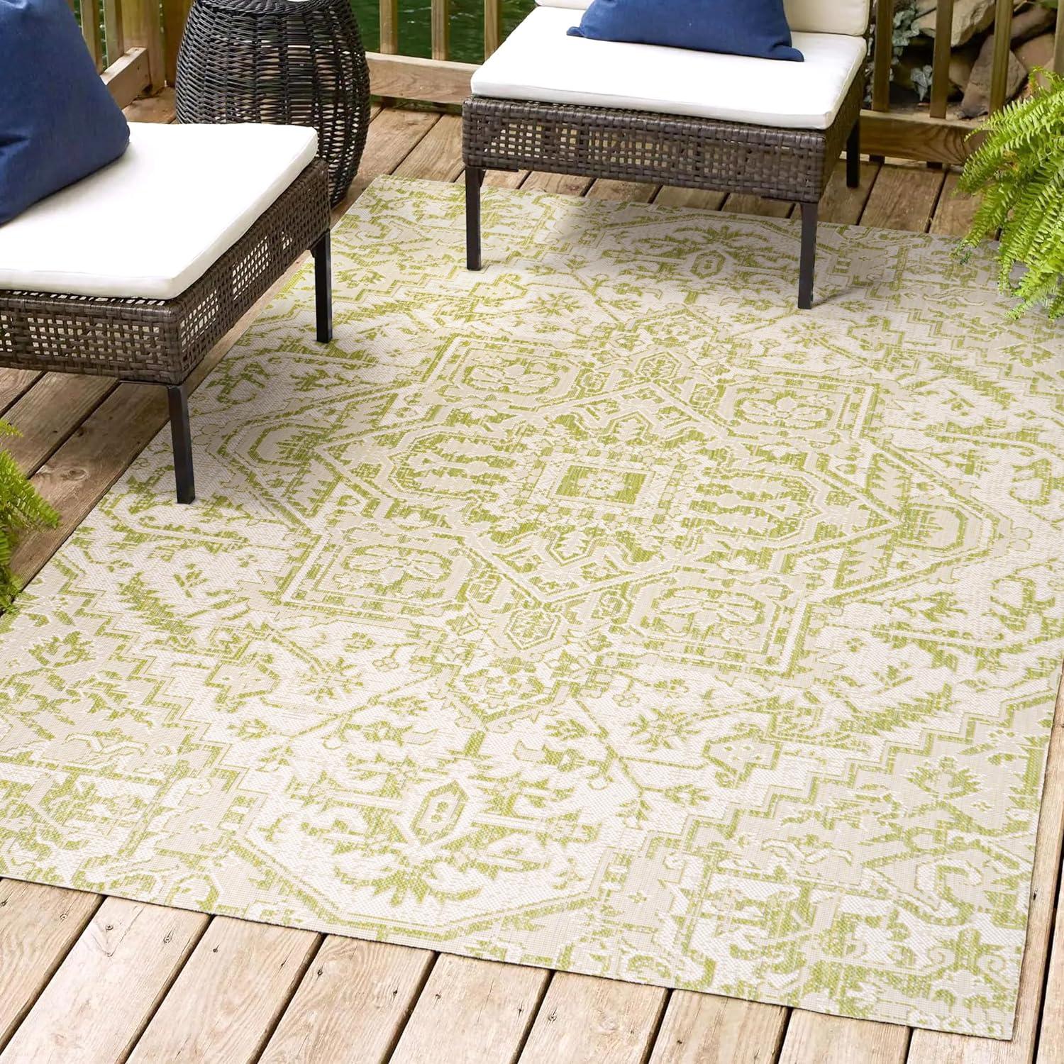 Estrella Bohemian Inspired Medallion Textured Weave Indoor/Outdoor Area Rug - JONATHAN Y