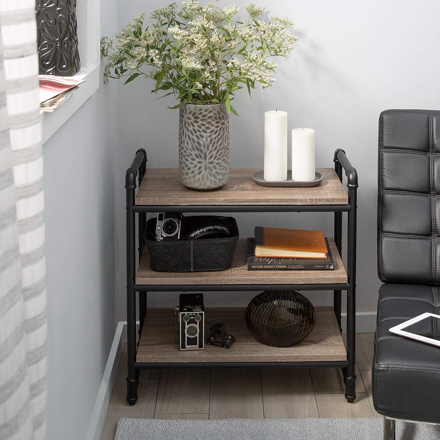 Organize It All 3 Tier Pipe Line Freestanding Bathroom Storage Shelf Unit