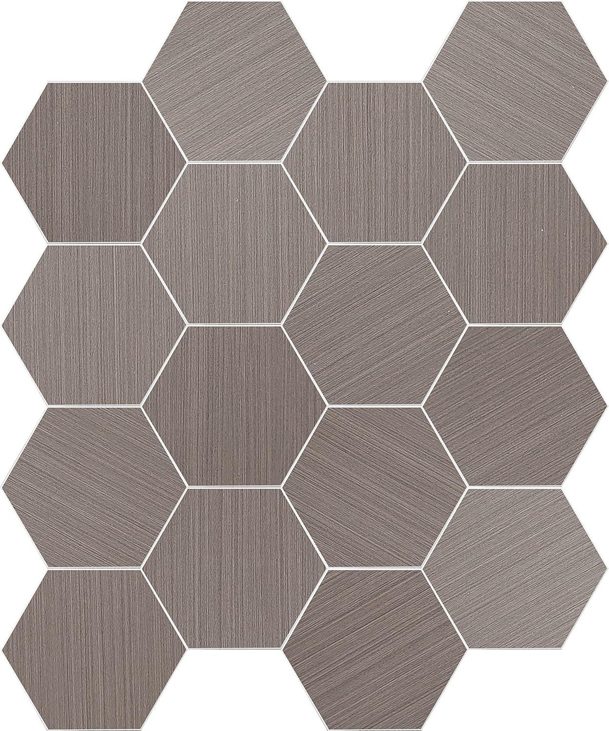 Mocha Hexagon Peel and Stick Resin Wall Tiles