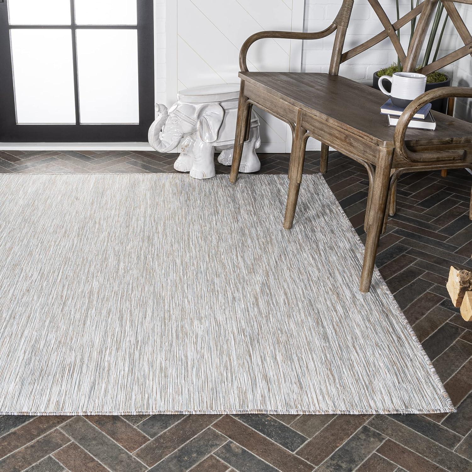 4'x6' Ethan Modern Flatweave Solid  Area Rug, Gray - JONATHAN Y