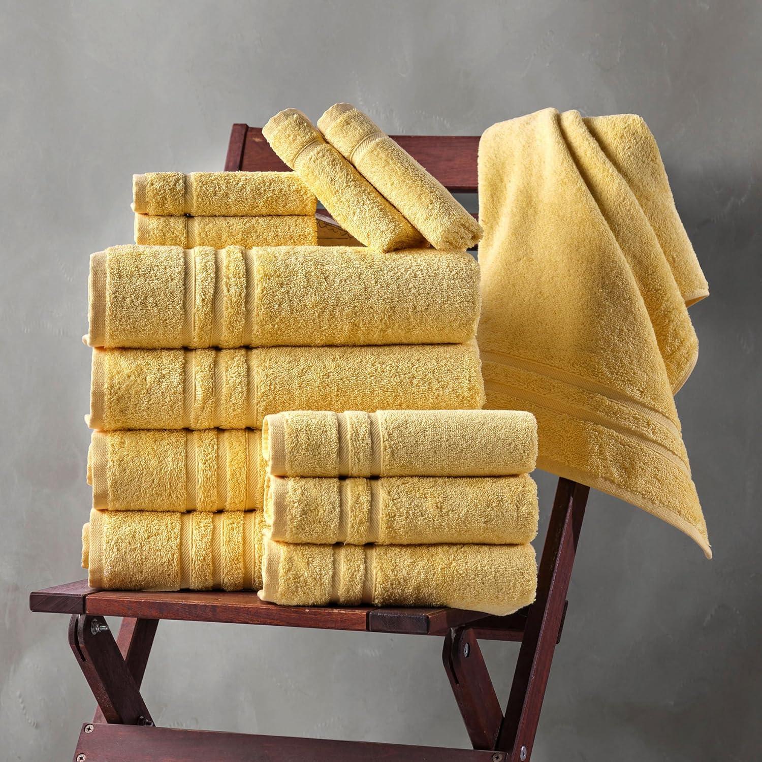 Hawmam Linen Yellow Bath Towels 4 Pack 27 x 54 Inches 100% Turkish Cotton Soft Lightweight and Highly Absorbent Quick Drying Towels