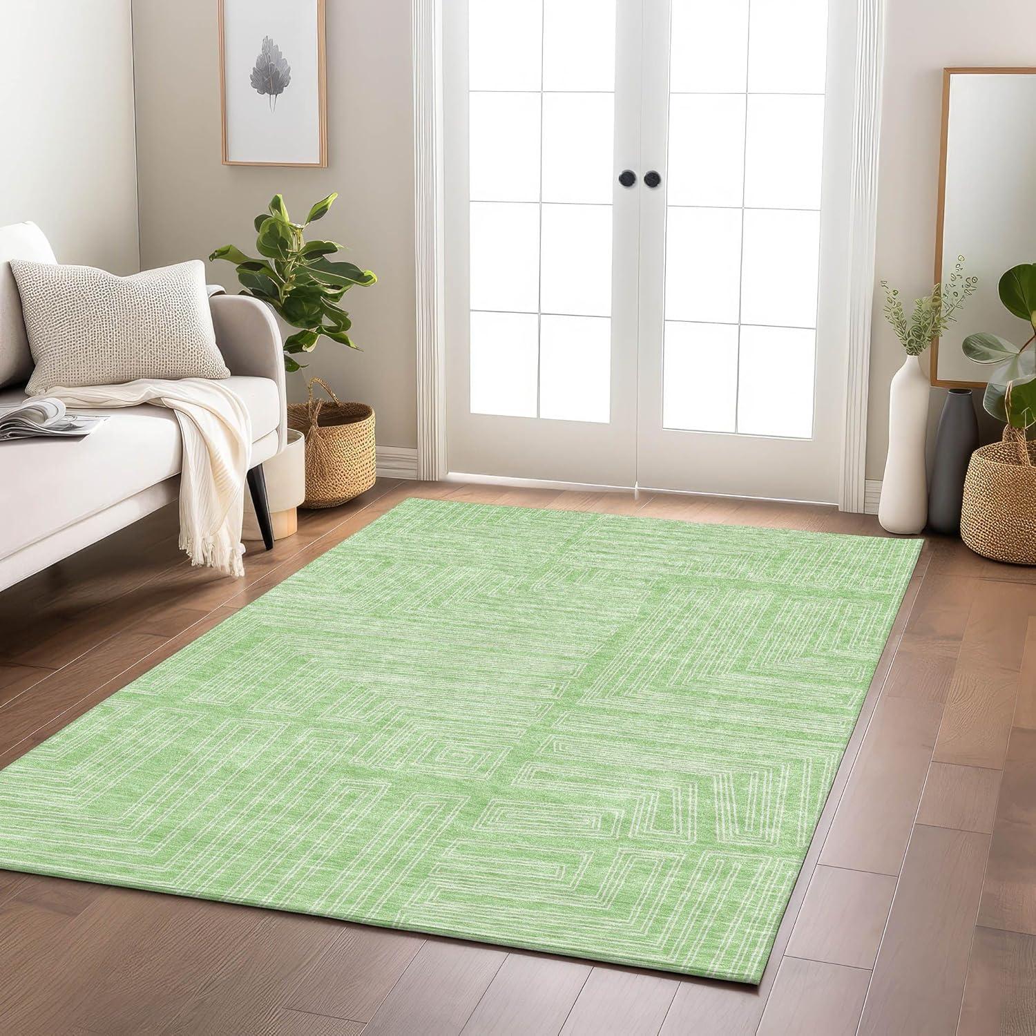Addison Rugs Chantille Indoor/Outdoor Transitional Geometric, Abstract Mint Washable Rectangle Rug, 2'6" x 3'10"