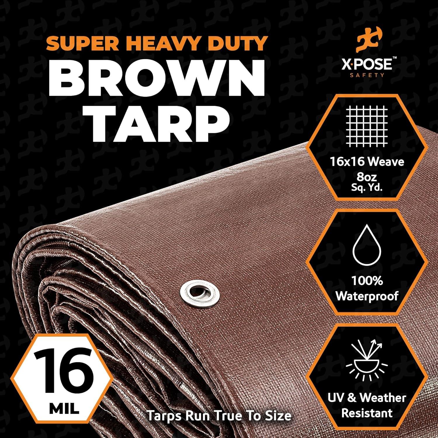 6' x 8' Heavy Duty Brown Polyethylene Tarp with Aluminum Grommets