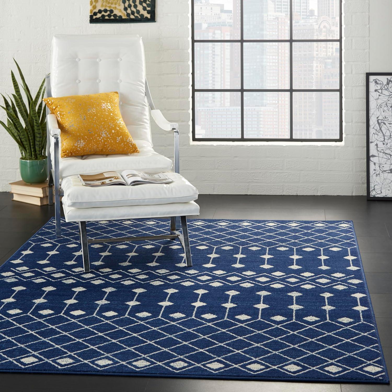 Nourison Grafix GRF37 Navy/White Indoor Area Rug - 6' x 9'
