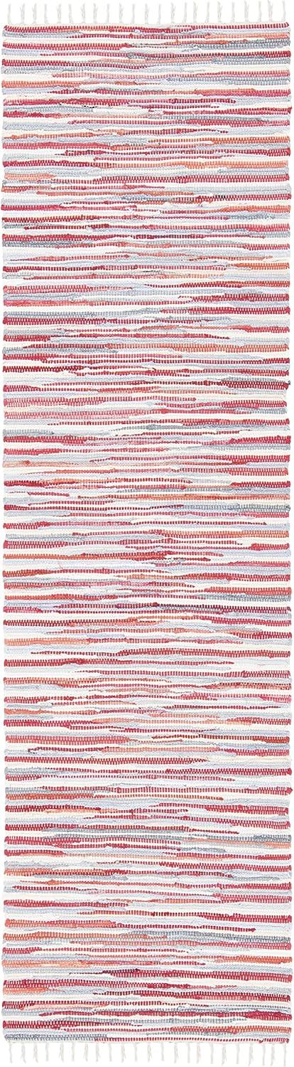 Rag Rug RAR129 Hand Woven Indoor Runner Rug - Red/Multi - 2'3"x12' - Safavieh.