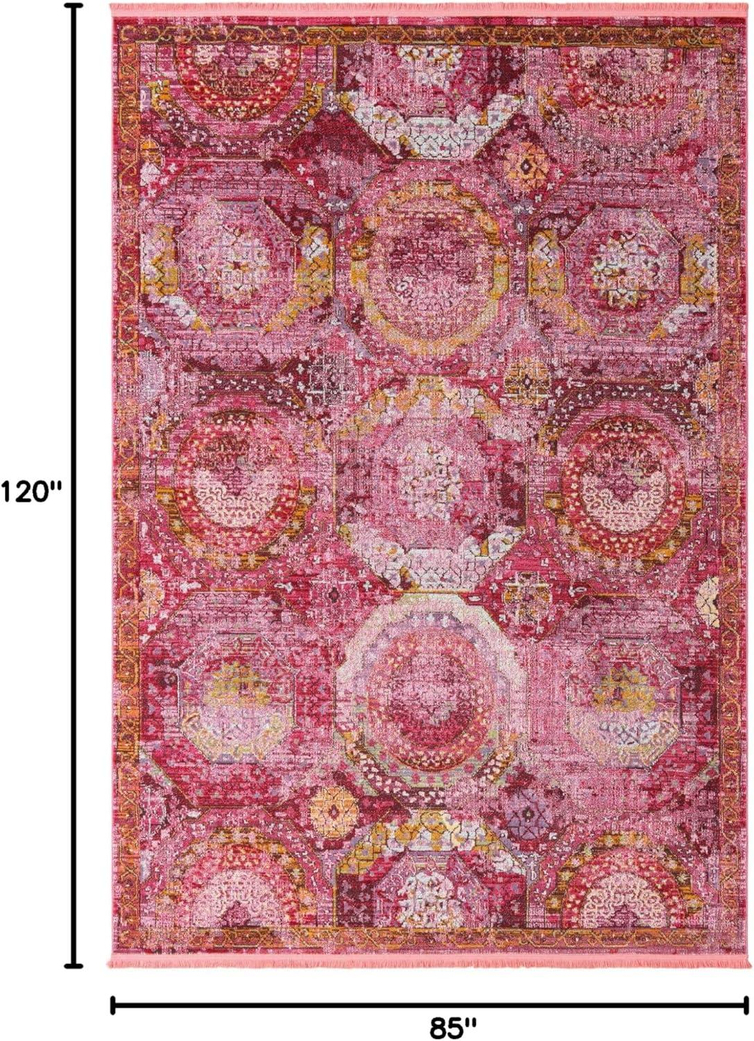 Unique Loom Baracoa Collection Area Rug - Coppelia (7'  x 10' Rectangle Pink/Ivory)