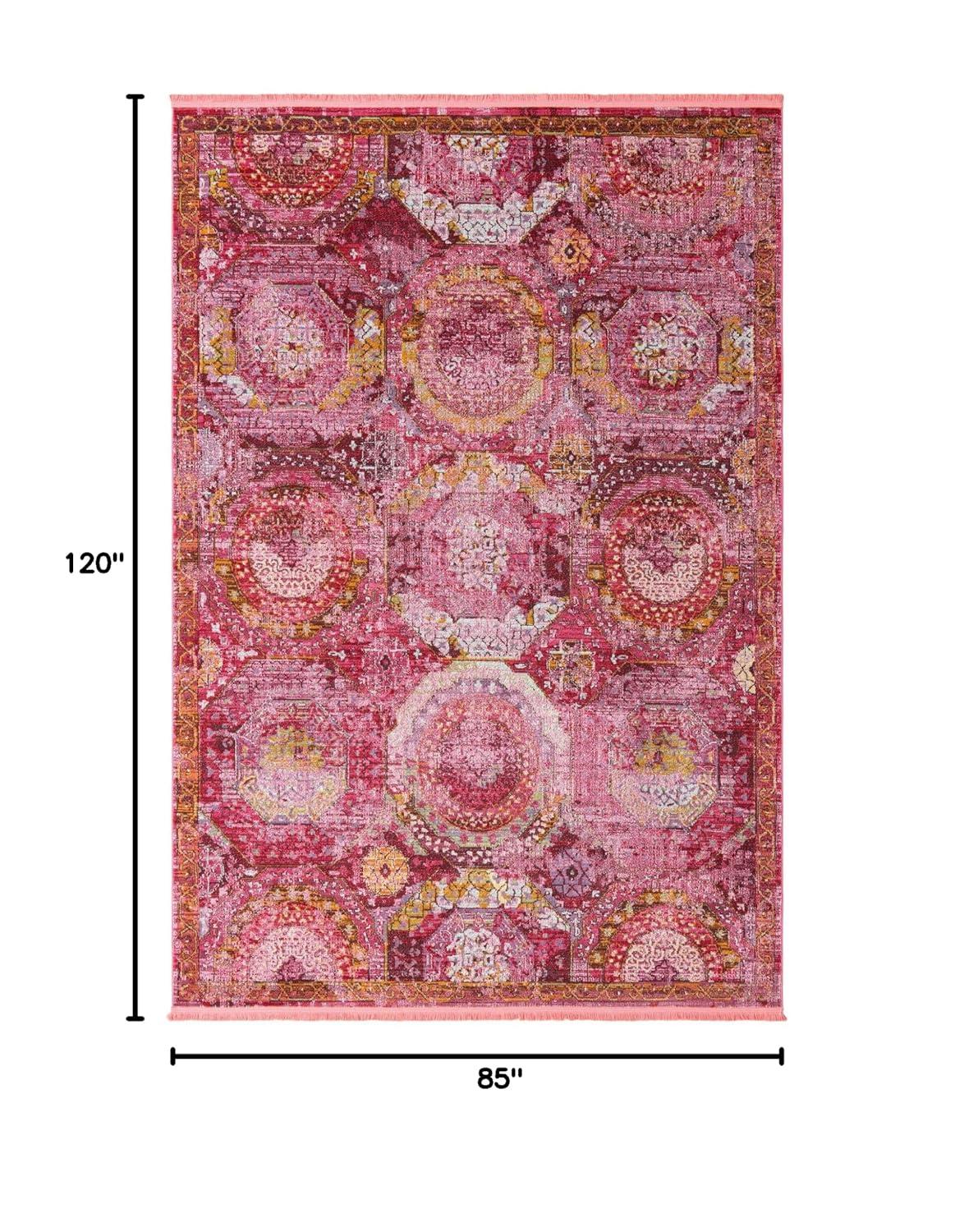Unique Loom Baracoa Collection Area Rug - Coppelia (7' x 10' Rectangle Pink/Ivory)