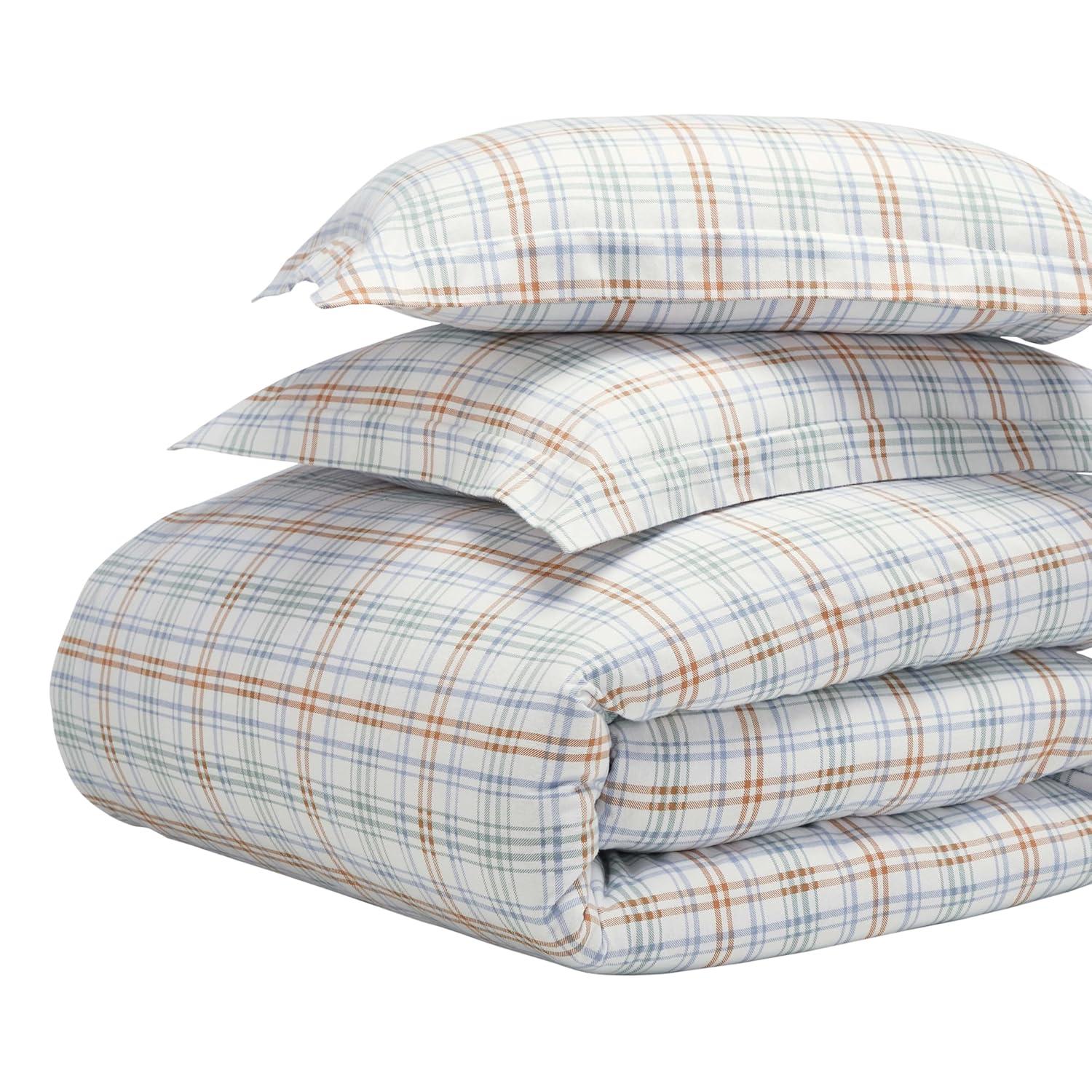 Superior Plaid Flannel Cotton Classic Modern Farmhouse Duvet Cover Set