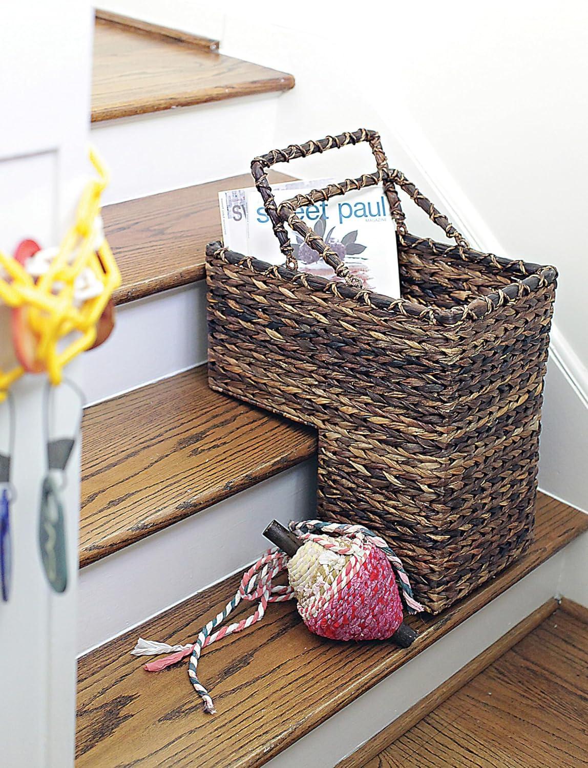 Desert Fields Woven BacBac Leaf Stair Basket, 16" x 10" x 15.5", Natural