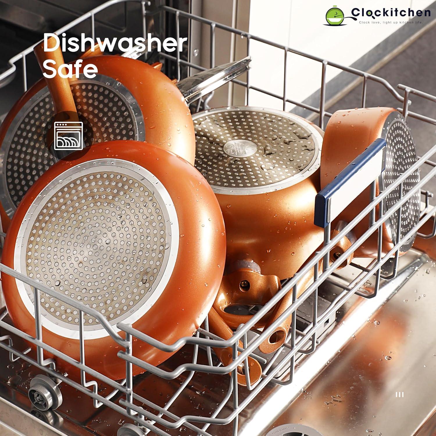 Copper Nonstick Aluminum 6-Piece Cookware Set with Glass Lids