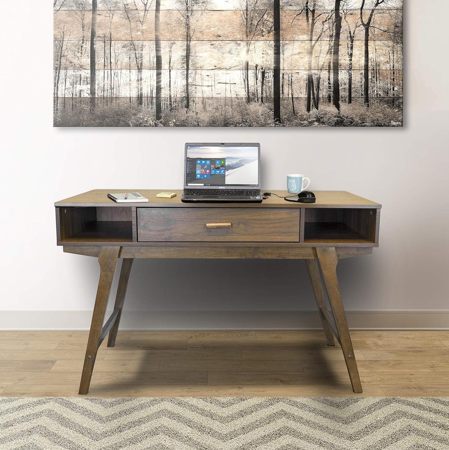 Mid Century Danish Walnut Wood Desk with Drawer