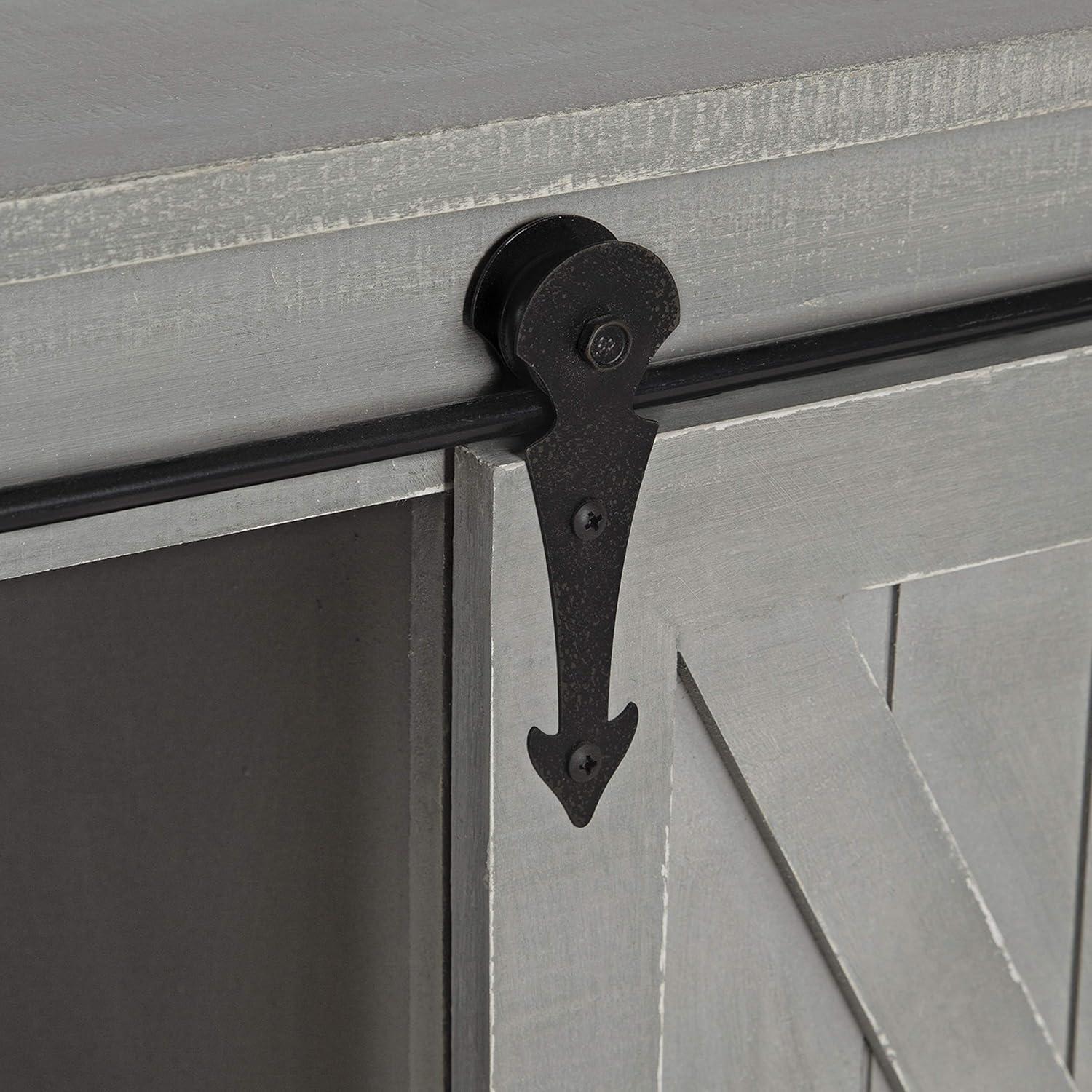 Kate and Laurel Cates Farmhouse Cabinet Wall Organizer with Sliding Barn Door and 3 Knobs, 18 x 8 x 20, Gray, Shabby-Chic Farmhouse-Inspired Mail and Key Holder for Wall