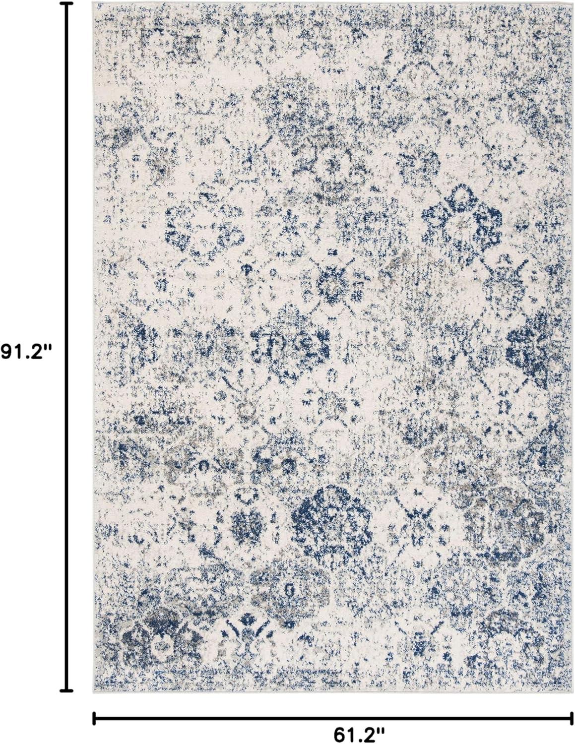 Madison MAD611 Power Loomed Indoor Area Rug - White/Royal Blue - 5'3"x7'6" - Safavieh
