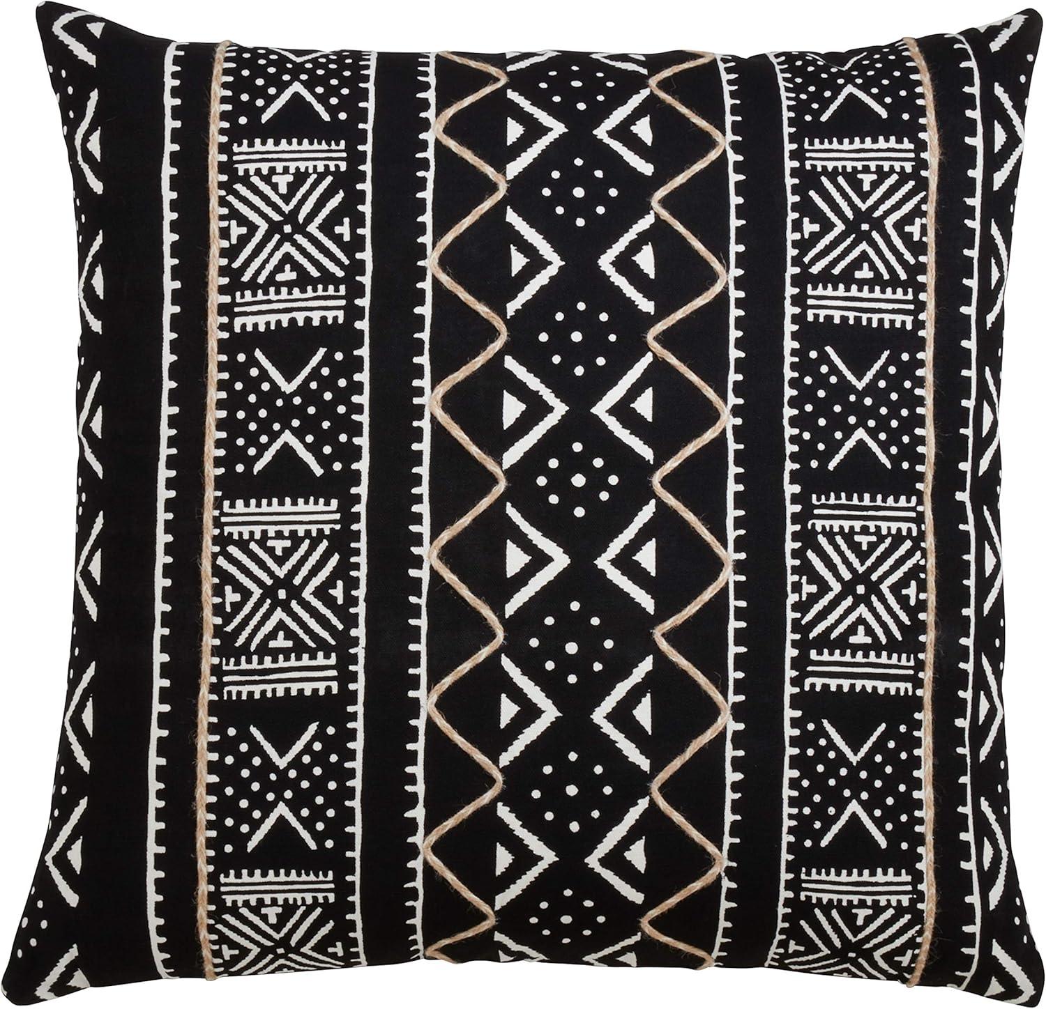 Black and White Mud Cloth 20'' Cotton Throw Pillow Cover